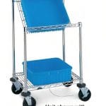 Carucior ESD Metro pentru tavi/containere, cu polita superioara inclinata la 45° si lant de impamantare