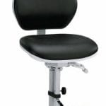Scaun ESD pentru camera curata (cleanroom) din vinil, negru, picioare fixe, suport picioare, spatar 530mm, reglaj inaltime 630-890 mm