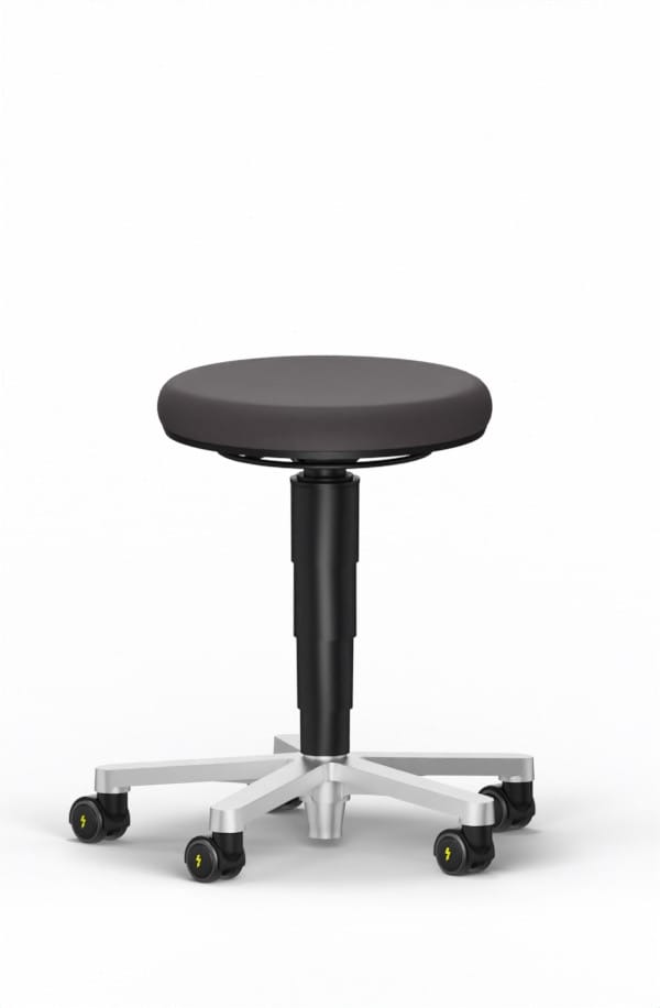 43-204-0000_1 Taburet ESD Versatil, material Duotec negru, roti pivotante, reglaj inaltime 450-650 mm - imagine 1