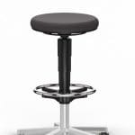 Taburet ESD Versatil, material Duotec negru, picioare fixe si inel de sprijin, reglaj inaltime 560-830 mm