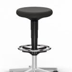 Taburet ESD pentru camera curata (cleanroom), negru, picioare fixe si inel de sprijin, reglaj inaltime 560-830 mm