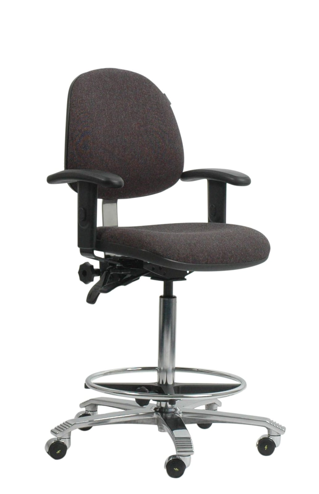 43-600-2110_1-1 Scaun ESD Ergonomic gri, tapiterie textil, cu cotiera, reglaj inaltime 540-740 mm - imagine 1