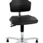 Scaun ESD din Poliuretan Negru, roti pivotante, reglaj inaltime 440-570 mm