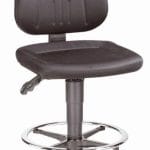 Scaun ESD Comfort, material textil negru, picioare fixe si inel de sprijin, reglaj inaltime 580-850 mm