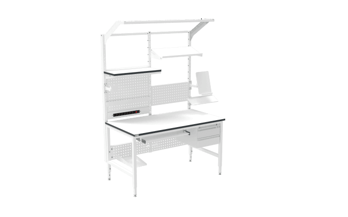 Banc de lucru ESD – manual, tip H, 1500x800 mm, blat ergonomic - imagine 2