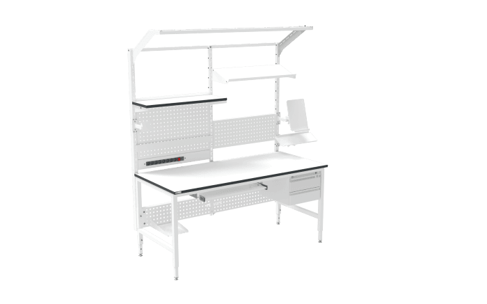 Banc de lucru ESD – manual, tip H, 1800x800 mm, blat ergonomic - imagine 2