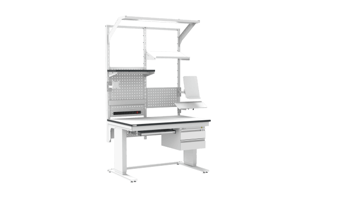 Banc de lucru ESD – electric, tip L HD, 1200x800 mm, blat dreptunghiular - imagine 2