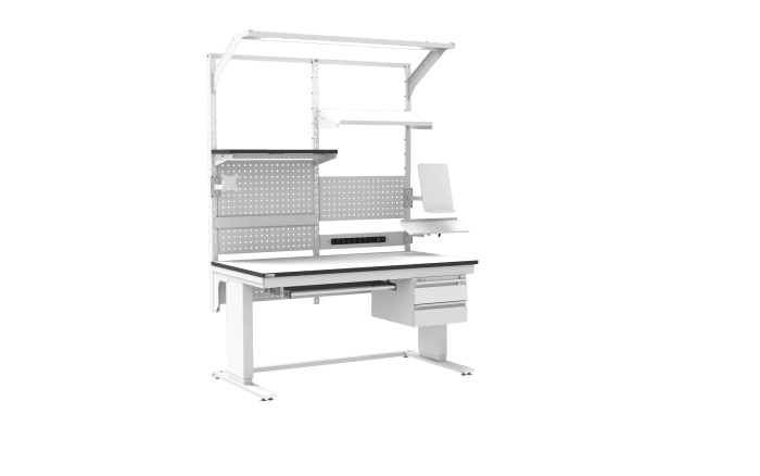 Banc de lucru ESD – electric, tip L HD, 1500x800 mm, blat dreptunghiular - imagine 2