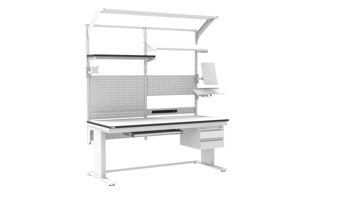 Banc de lucru ESD – electric, tip L HD, 1800x800 mm, blat dreptunghiular - imagine 2