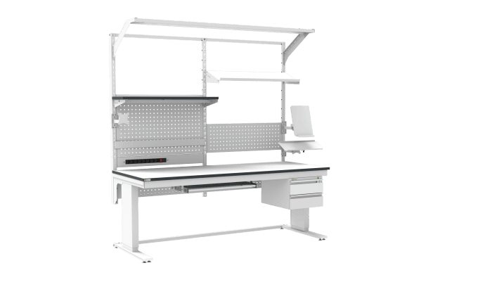 Banc de lucru ESD – electric, tip L HD, 2000x800 mm, blat ergonomic - imagine 2