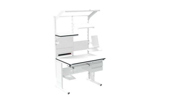 Banc de lucru ESD – manual, tip L, 1200x800 mm, blat ergonomic - imagine 2
