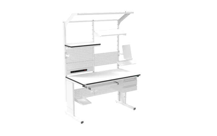 Banc de lucru ESD – manual, tip L, 1500x800 mm, blat ergonomic - imagine 2