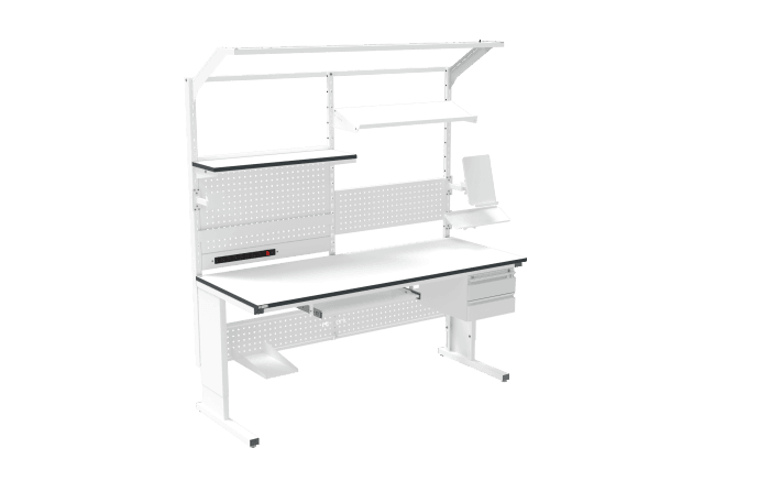 Banc de lucru ESD – manual, tip L, 2000x800 mm, blat ergonomic - imagine 2