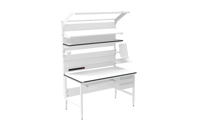 Banc de lucru ESD – manual, tip H, 1500x800 mm, blat ergonomic - imagine 3