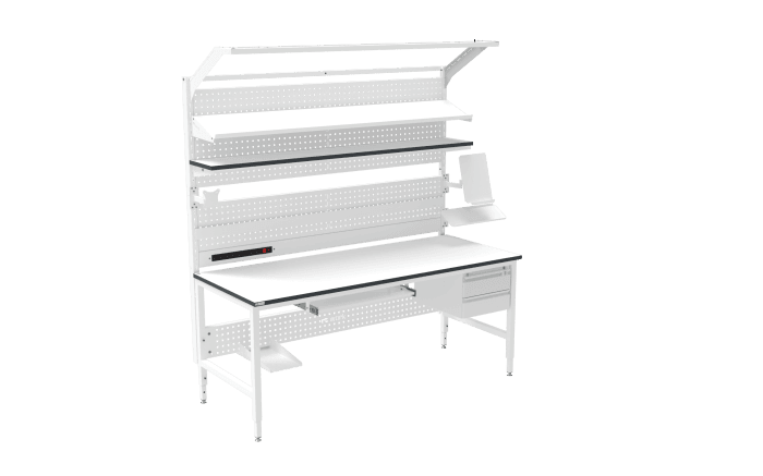 Banc de lucru ESD – manual, tip H, 2000x800 mm, blat dreptunghiular - imagine 3