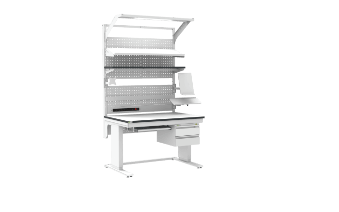 Banc de lucru ESD – electric, tip L HD, 1200x800 mm, blat dreptunghiular - imagine 3
