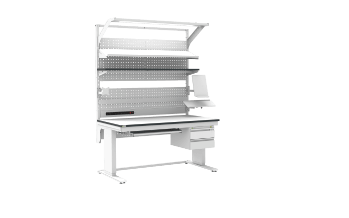 Banc de lucru ESD – electric, tip L HD, 1500x800 mm, blat dreptunghiular - imagine 3