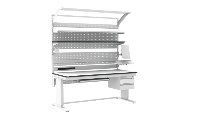 Banc de lucru ESD – electric, tip L HD, 1800x800 mm, blat dreptunghiular - imagine 3