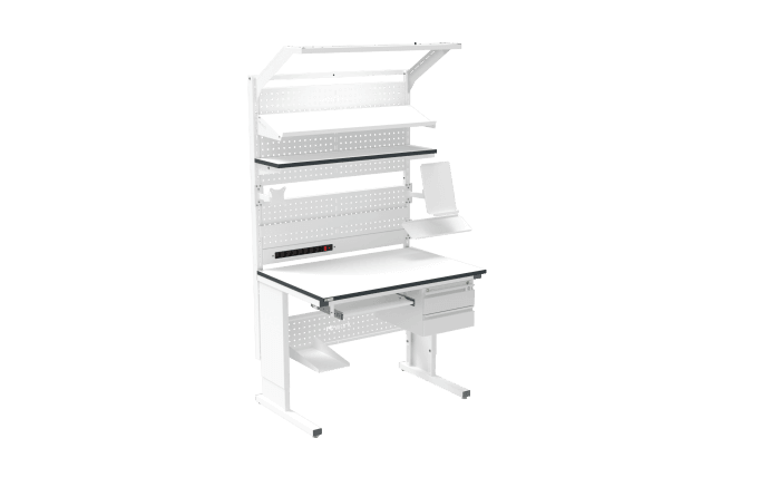Banc de lucru ESD – manual, tip L, 1200x800 mm, blat ergonomic - imagine 3