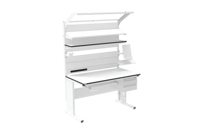 Banc de lucru ESD – manual, tip L, 1500x800 mm, blat ergonomic - imagine 3