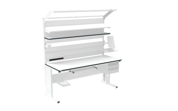 Banc de lucru ESD – manual, tip L, 2000x800 mm, blat ergonomic - imagine 3